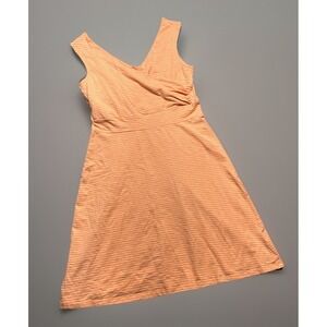 Patagonia Porch Song Dress size L Soft Striped Orange‎ White Outdoor Hiking